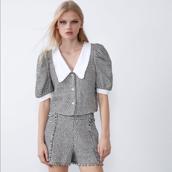 zara tweed poplin jacket